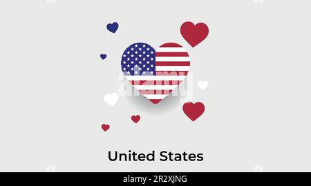 Das Herz des Landes der Vereinigten Staaten. Ich liebe die Nationalflaggen-Vektordarstellung der Vereinigten Staaten Stock Vektor