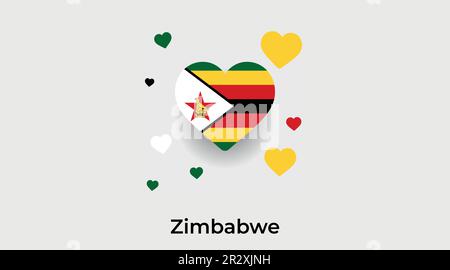 Zimbabwe Landherz. Ich liebe Simbabwe Nationalflaggen-Vektor-Illustration Stock Vektor