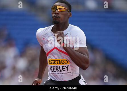 Yokohama Japan. 21. Mai 2023. Fred Kerley USA gewinnt die 100m