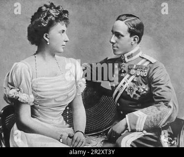 Alfonso XIII. Von Spanien und seine Frau Prinzessin Victoria Eugenie aus Battenberg Stockfoto