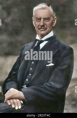 Arthur Neville Chamberlain war vom 28. Mai 1937 bis zum 10. Mai 1940 ein konservativer englischer Politiker und Premierminister des Vereinigten Königreichs. Stockfoto