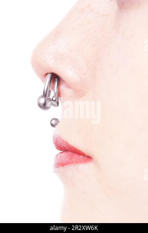 Septum und Medusa Piercings Stockfoto