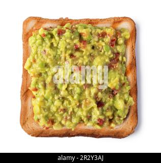 Toast Brot mit Frischkäse auf weißem Hintergrund Stockfoto