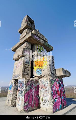 Treppe zum Himmel, Skulptur von Hermann Prigann, Rheinelbe Slagheap, Gelsenkirchen, Nordrhein-Westfalen, Deutschland, Treppe zum Himmel Stockfoto