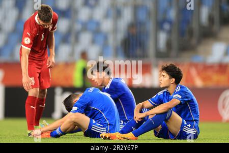 UEFA European under-17 Championship Finals 2023, BUDAPEST, UNGARN - MAI 21: Italienische Spieler nach dem UEFA European under-17 Championship Finals 2023, Gruppe B zwischen Italien und Serbien im Hidegkuti Stadium am 21. Mai 2023 in Budapest, Ungarn. Foto von Kredit: Gabriella Barbara - Alamy Live News Stockfoto