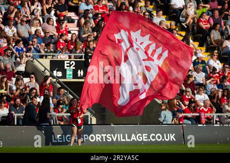 Leigh, Großbritannien. 21. Mai 2023. Manchester United Fans beim Barclays FA Women's Super League-Spiel zwischen Manchester United und Manchester City im Leigh Sport Stadium, Leigh, am Sonntag, den 21. Mai 2023. (Foto: Mike Morese | MI News) Guthaben: MI News & Sport /Alamy Live News Stockfoto