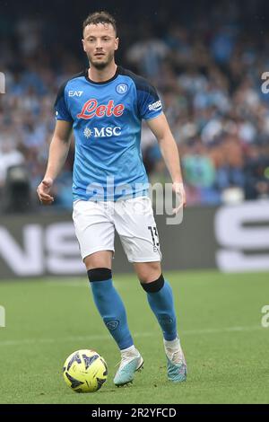 Neapel, Italien. 21. Mai 2023. Amir Rrahmani von SSC Napoli in Aktion während der Serie Ein Spiel zwischen SSC Napoli und FC Internazionale auf der Diego Armando Maradona am 21. Mai 2023 in Neapel, italien (Foto von Agostino Gemito/Pacific Press). Kredit: Pacific Press Production Corp./Alamy Live News Stockfoto