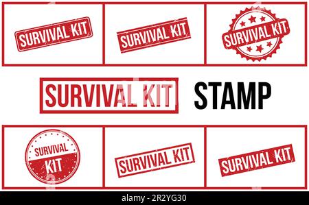 Survival Kit Gummistempel Set Vector Stock Vektor