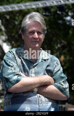 Brian Wilson von den Beach Boys führt im Vorfeld seines Live-Konzerts am 5. Januar 2008 im Rahmen der Eröffnungsnacht des alljährlichen Sydney Festivals vom 5-26. Januar an einen Fotoanruf durch. Hyde Park, Sydney, Australien. 03.01.08. Stockfoto