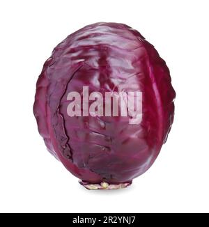 Ein frischer, reifer Rotkohl, isoliert auf Weiß Stockfoto