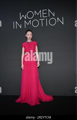 Cannes, Frankreich. 21. Mai 2023. Zhou Dongyu auf der Kering Women in Motion Award-Party während des 76. Filmfestivals in Cannes, Frankreich, am 21. Mai 2023. Foto: Julien Reynaud/APS-Medias/ABACAPRESS.COM Kredit: Abaca Press/Alamy Live News Stockfoto