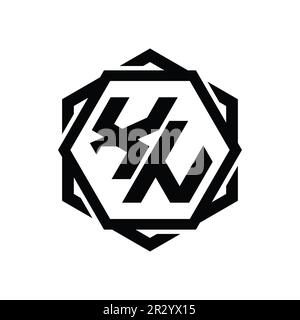 XN-Logo, sechseckige Monogrammform mit geometrischer, abstrakter, isolierter Umrissvorlage Stockfoto