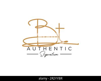 Vektor der BT-Signatur-Logo-Vorlage. Stock Vektor