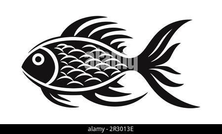 Fischvektorsymbol. Symbol für Meeresfrüchte. Betriebselement-Logo. Stock Vektor