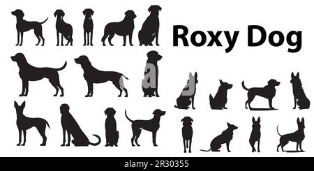 Eine Silhouetten-Roxy-Hundevektordarstellung. Stock Vektor