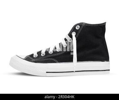 Schwarze Sneaker Chuck taylor isoliert auf weißem Hintergrund Stockfoto