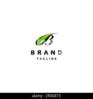 Logo mit Buchstabe B und Blattakzent. Designinitialen des Naturlogos B mit Akzenten des Blattsymbols. Stock Vektor