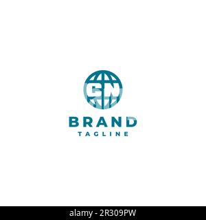 Einfaches anfängliches CN-Logo-Design innerhalb des Globus-Symbols. Initialen CN-Logo-Design zwischen dem Äquator des Globus-Symbols. Stock Vektor