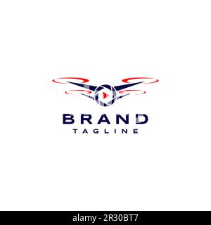 Drohnen-Logo Mit Kameraauslöser Und Symbol Für Die Wiedergabe-Taste. Klares, modernes und professionelles Drohnenlogo für Ihr Unternehmen oder Hobbyprojekt. Stock Vektor
