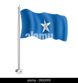 Somalische Flagge. Isolierte realistische Wellenflagge des Landes Somalia auf Flaggenmast. Vektordarstellung. Stock Vektor