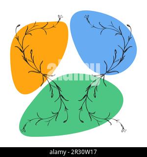 Von Hand gezeichnete botanische Wildblume auf einem farbigen, isolierten weißen Hintergrund. Klassischer, kreativer Blumenstrauß. Grußkarte zur Vektordarstellung, Design, Stock Vektor