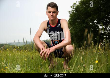 Dateifoto von 01-06-2018 von Jonny Brownlee, der darauf besteht, mehr zu tun als nur „nach Paris gehen, um das Trikot zu holen“, da er bei den Spielen im nächsten Sommer eine vierte Olympiamedaille gewinnen will. Ausgabedatum: Montag, 22. Mai 2023. Stockfoto