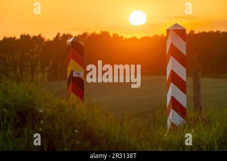 Grenzposten an der polnisch-deutschen Grenze Stockfoto