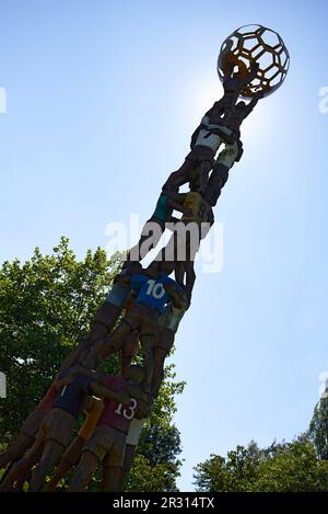 Statue von Fußballspielern im FIFA-Hauptsitz in Zürich Schweiz Stockfoto