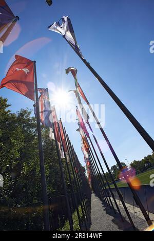 Flaggen aller Länder am Hauptsitz der FIFA in Zürich Schweiz Stockfoto