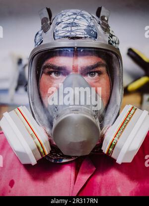 Porträt mit Maske eines lokalen Gestalters aus Teneriffa Stockfoto