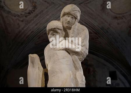 Die Statue Rondanini Pietà, der Bildhauer Michelangelo Buonarroti, das Castello Sforzesco Museum, Mailand, die Lombardei, Italien, Europa Stockfoto