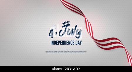 Alles gute zum 4. Juli USA Independence Day mit amerikanischer Flagge. Landfreiheitstag. Vektordarstellung für Poster, Webbanner und Vorlagen. Stock Vektor