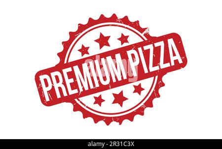 Red Premium Pizza – Gummistempel-Dichtungsvektor Stock Vektor