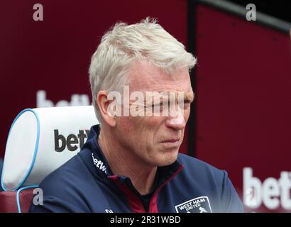 West Ham United Manager David Moyes beim Fußballspiel der englischen Premier League zwischen West Ham United und Leeds United im Londoner Stadion Stockfoto