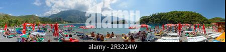 Malerischer Panoramablick auf den berühmten Strand von Oludeniz am 09. September 2012, Türkei. Stockfoto