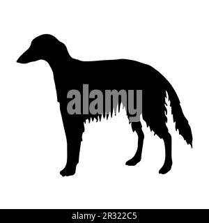 Von Hand gezeichnete russische Borzoi-Hundesilhouette isoliert auf weißem Hintergrund Stock Vektor