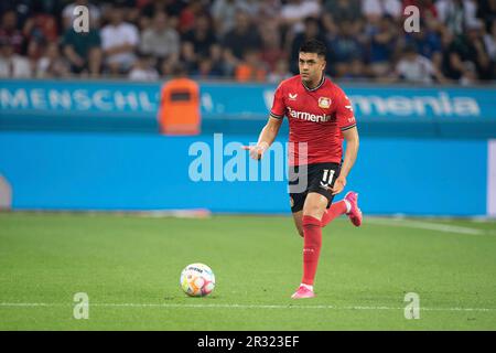 Leverkusen, Deutschland. 21. Mai 2023. Nadiem AMIRI (LEV), Action, Single Action, Fußball 1. Bundesliga, 33. Spieltag, Bayer 04 Leverkusen (LEV) - Borussia Monchengladbach (MG) 2: 0, am 05/21/2022 in der BayArena Leverkusen/Deutschland. #DFL-Vorschriften verbieten die Verwendung von Fotografien als Bildsequenzen und/oder quasi-Video # Credit: dpa/Alamy Live News Stockfoto