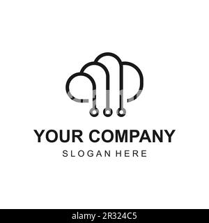 Moderne Verdrahtungsdaten, Cloud-Logo-Designvektor Stock Vektor