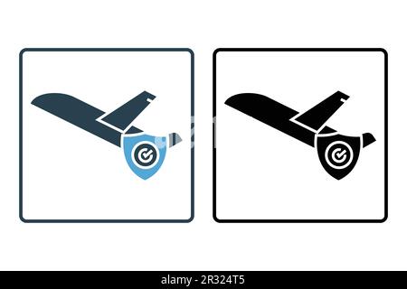 Symbol für Reiseversicherung. Schutz von Flugreisen. Solides Icon-Design. Einfache Vektorkonstruktion editierbar Stock Vektor