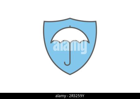 Symbol für Versicherungsschirm. Versicherungssymbol. Zweifarbiges Icon-Design. Einfache Vektorkonstruktion editierbar Stock Vektor