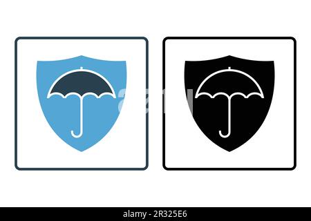 Symbol für Versicherungsschirm. Versicherungssymbol. Solides Icon-Design. Einfache Vektorkonstruktion editierbar Stock Vektor