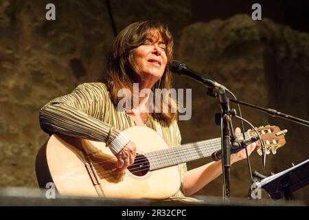 Concierto de Maria del Mar Bonet en El Santuario de nostra Senyora de Gràcia, Llucmajor, Campos. Mallorca Islas Baleares. España. Stockfoto