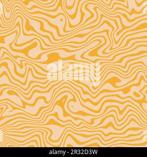 Abstrakter Retro-groovy Hintergrund. Welliges Wirbelvektormuster. Klassische psychedelische Social-Media-Postvorlage. Trügerisches Cover-Design, quadratisches Poster in 60s Stock Vektor