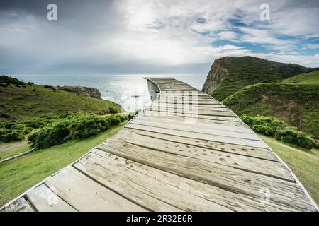 Muelle de las Ánimas, Pirulil, Costa occidental de la Isla Grande de Chiloé, Provincia de Chiloé, Región de Los Lagos, Patagonien, República de Chile, América del Sur. Stockfoto