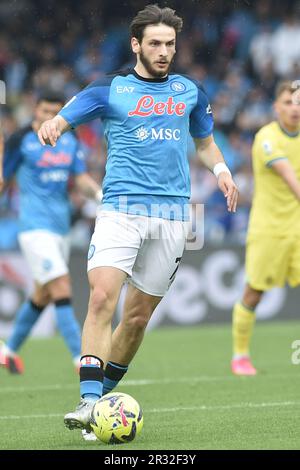Neapel, Italien. 21. Mai 2023. Khvicha Kvaratskhelia von SSC Napoli in Aktion während des Spiels der Serie A zwischen SSC Napoli und FC Internazionale am 21. Mai 2023 in Neapel, Italien. (Foto: Agostino Gemito/Pacific Press/Sipa USA) Guthaben: SIPA USA/Alamy Live News Stockfoto