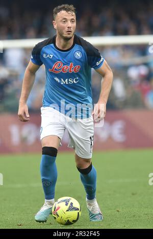 Neapel, Italien. 21. Mai 2023. Amir Rrahmani von SSC Napoli in Aktion während des Spiels der Serie A zwischen SSC Napoli und FC Internazionale auf der Diego Armando Maradona am 21. Mai 2023 in Neapel, Italien. (Foto: Agostino Gemito/Pacific Press/Sipa USA) Guthaben: SIPA USA/Alamy Live News Stockfoto