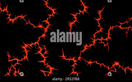 Hintergrund mit Rissen an der Oberfläche. Struktur schwarzer und roter Vektorrisse. Erdbebenzerstörungsstruktur, Wandriss oder zertrümmerte gla Stock Vektor