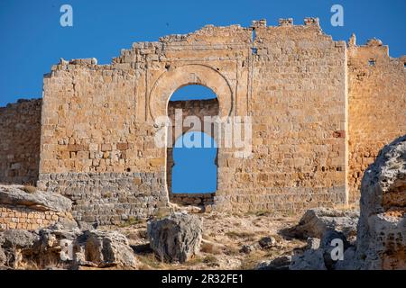 Puerta califal, Castillo de Osma, Siglo X, Osma, Soria, Comunidad Autónoma de Castilla, Spanien, Europa. Stockfoto