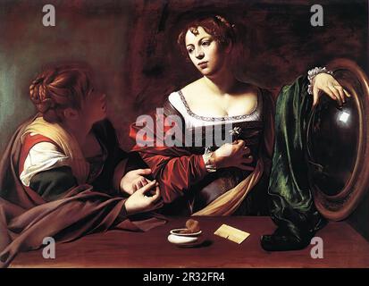 CARAVAGGIO (b. 1573, Caravaggio, d. 1610, Porto Ercole)  Martha and Mary Magdalene c. 1598 Oil on canvas, 97,8 x 132,7 cm Institute of Arts, Detroit Stockfoto