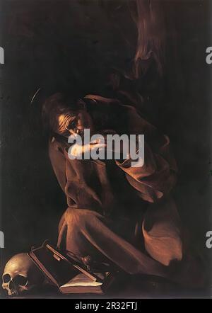 CARAVAGGIO (b. 1573, Caravaggio, d. 1610, Porto Ercole)  St Francis c. 1606 Oil on canvas, 130 x 190 cm Pinacoteca, Cremona  This seems to be an uncon Stockfoto
